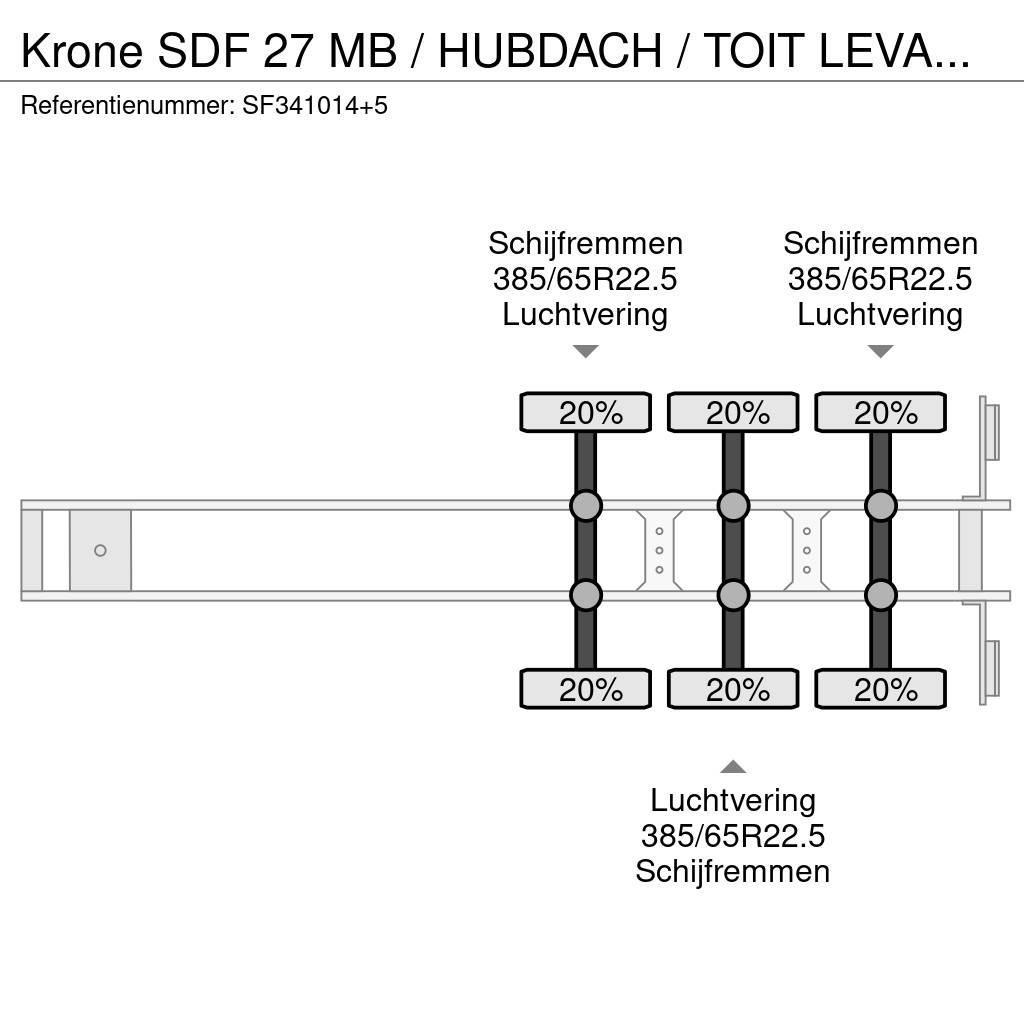Krone SDF 27 MB / HUBDACH / TOIT LEVANT / HEFDAK / COILM Poluprikolice sa ciradom