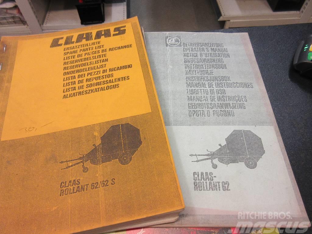 CLAAS Rollant 62 manuals / ohjekirjat Prese/balirke za rolo bale