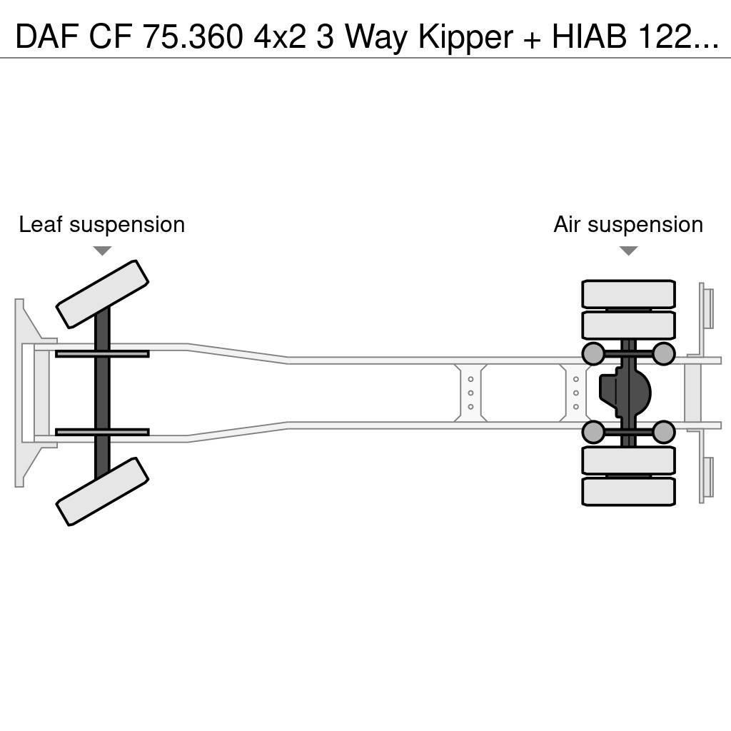 DAF CF 75.360 4x2 3 Way Kipper + HIAB 122 E-3 Hiduo Kiperi kamioni