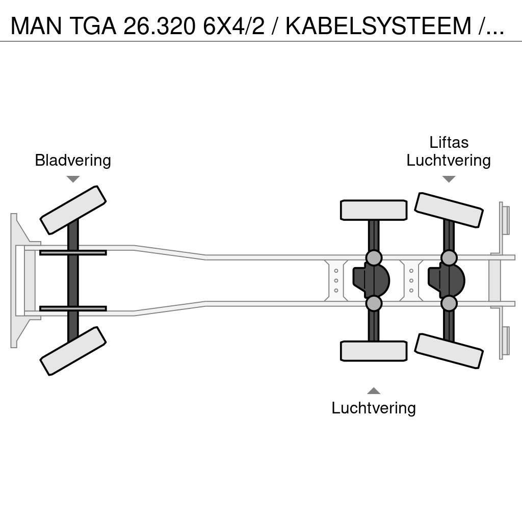 MAN TGA 26.320 6X4/2 / KABELSYSTEEM / CABLE SYSTEEM / Rol kiper kamioni sa kukom za podizanje tereta