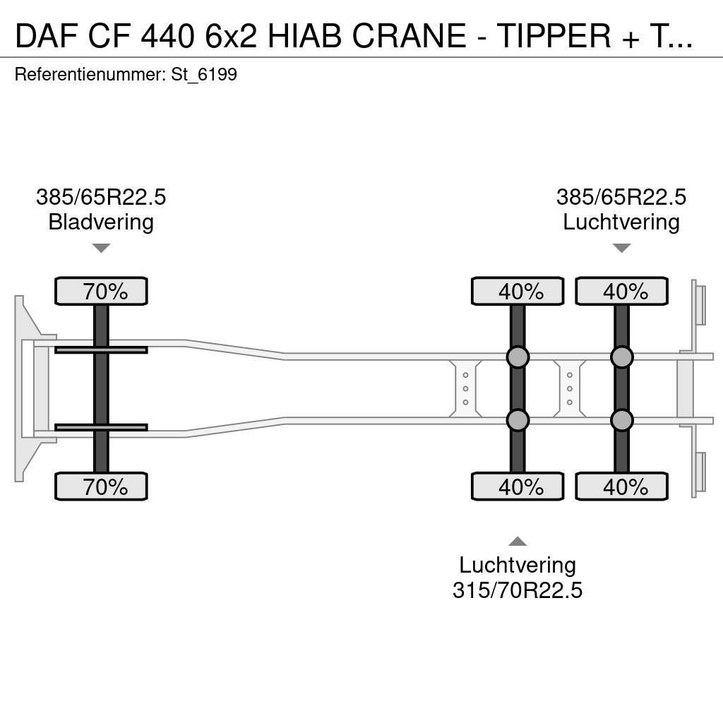 DAF CF 440 6x2 HIAB CRANE - TIPPER + TIPPER TRAILER Kamioni sa kranom