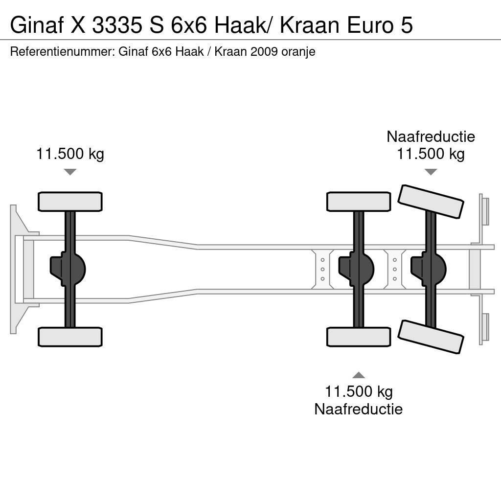 Ginaf X 3335 S 6x6 Haak/ Kraan Euro 5 Rol kiper kamioni sa kukom za podizanje tereta