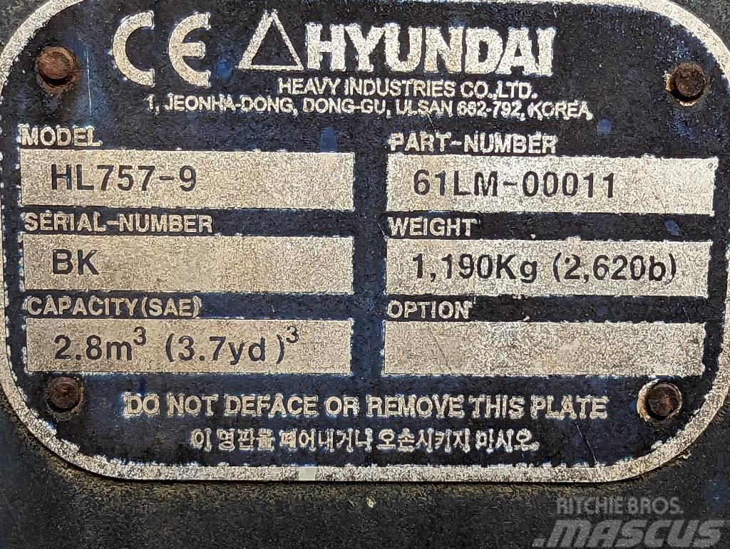 Hyundai WLoader Bucket HL 757-9 Ostale komponente za građevinarstvo