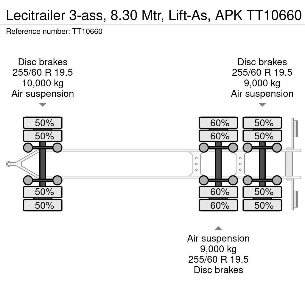 Lecitrailer 3-ass, 8.30 Mtr, Lift-As, APK Prikolice platforme/otvoreni sanduk