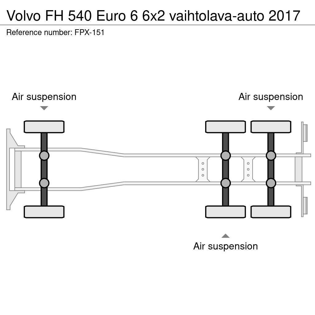 Volvo FH 540 Euro 6 6x2 vaihtolava-auto 2017 Rol kiper kamioni sa kukom za podizanje tereta