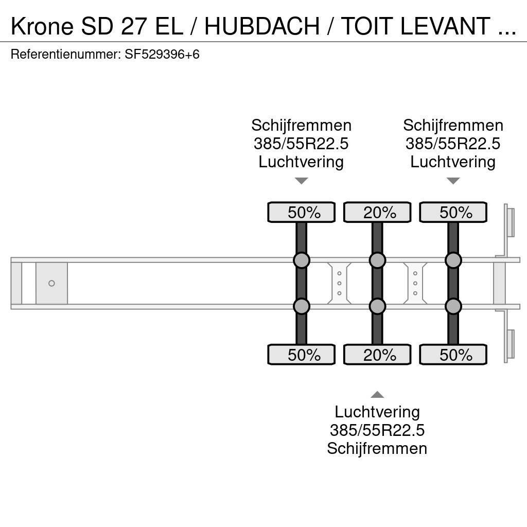 Krone SD 27 EL / HUBDACH / TOIT LEVANT / HEFDAK / COIL / Poluprikolice sa ciradom