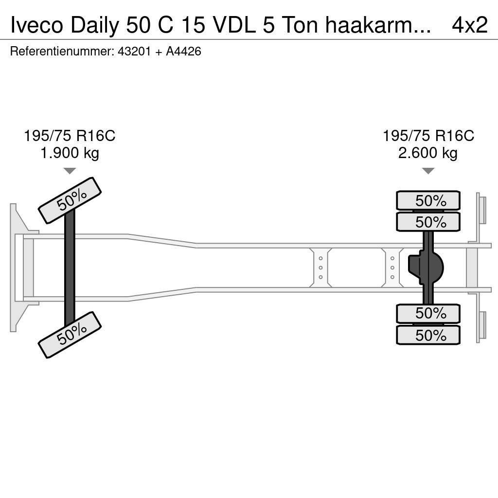 Iveco Daily 50 C 15 VDL 5 Ton haakarmsysteem + laadbak Rol kiper kamioni sa kukom za podizanje tereta