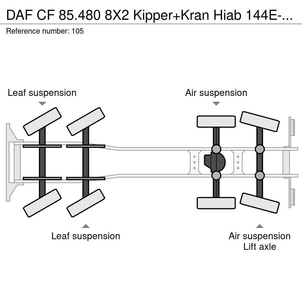 DAF CF 85.480 8X2 Kipper+Kran Hiab 144E-3 PRO Kamioni sa kranom