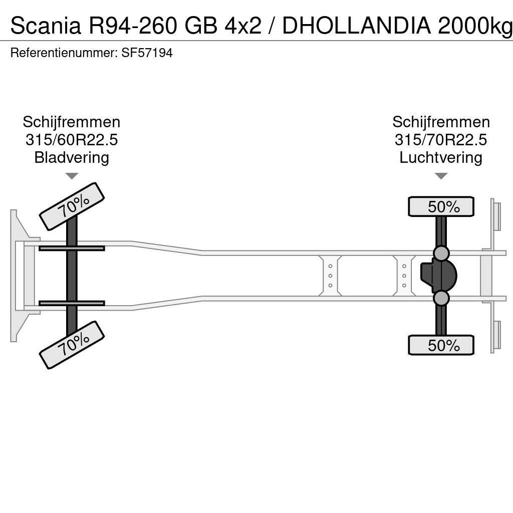 Scania R94-260 GB 4x2 / DHOLLANDIA 2000kg Kamioni sa ciradom