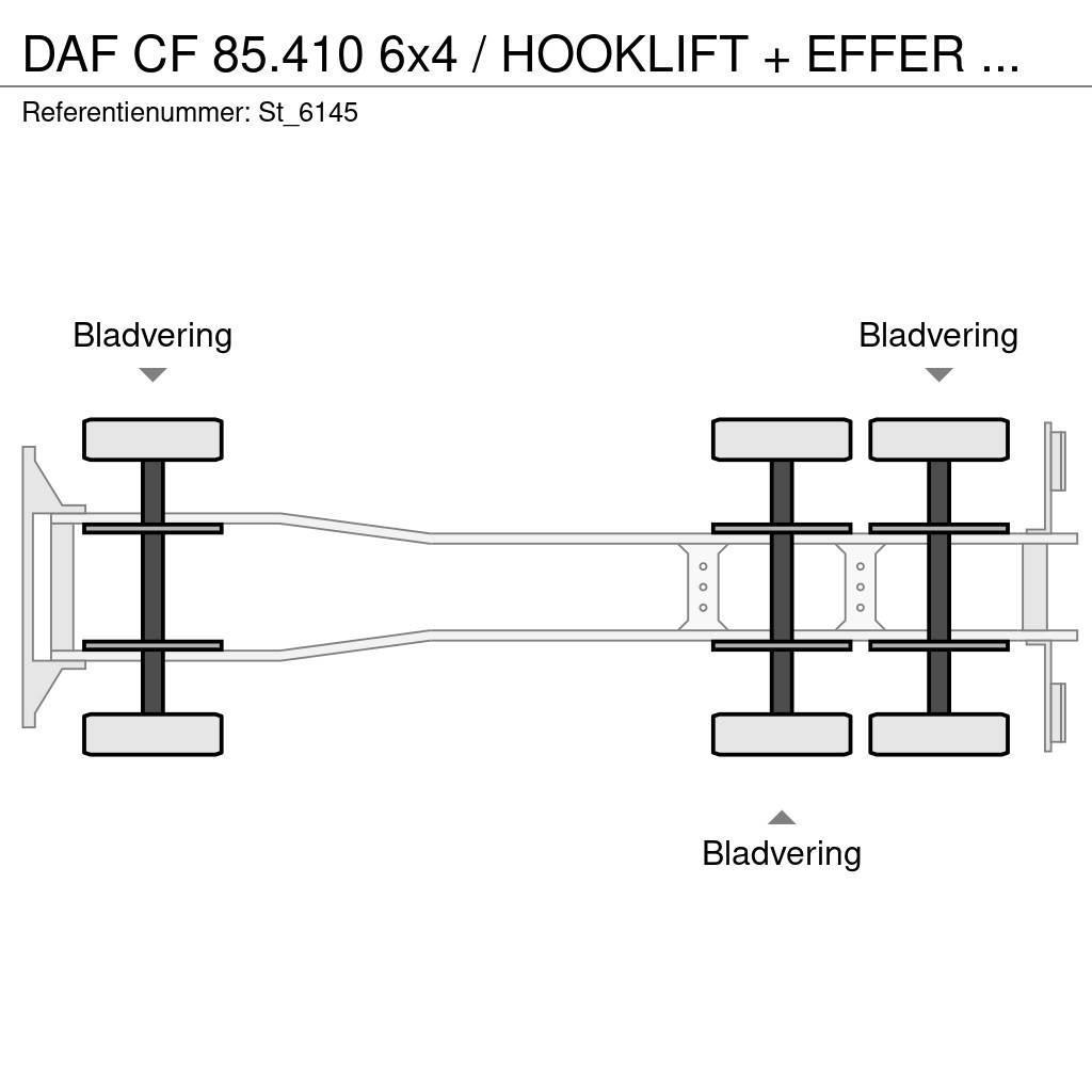 DAF CF 85.410 6x4 / HOOKLIFT + EFFER CRANE Kamioni sa kranom