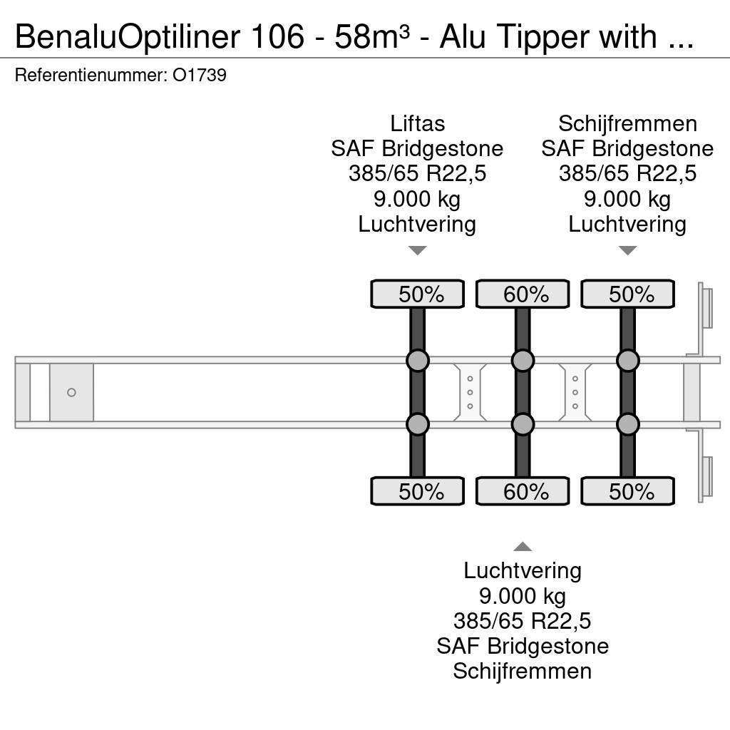 Benalu Optiliner 106 - 58m³ - Alu Tipper with Carrier Sup Kiper poluprikolice