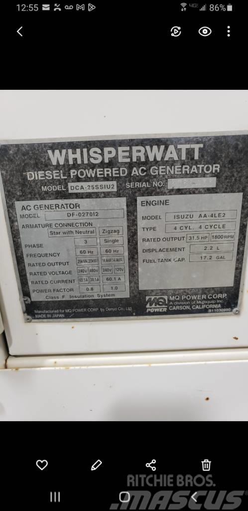 Whisperwatt Diesel Powered AC Generator DF-027012 Dizel generatori