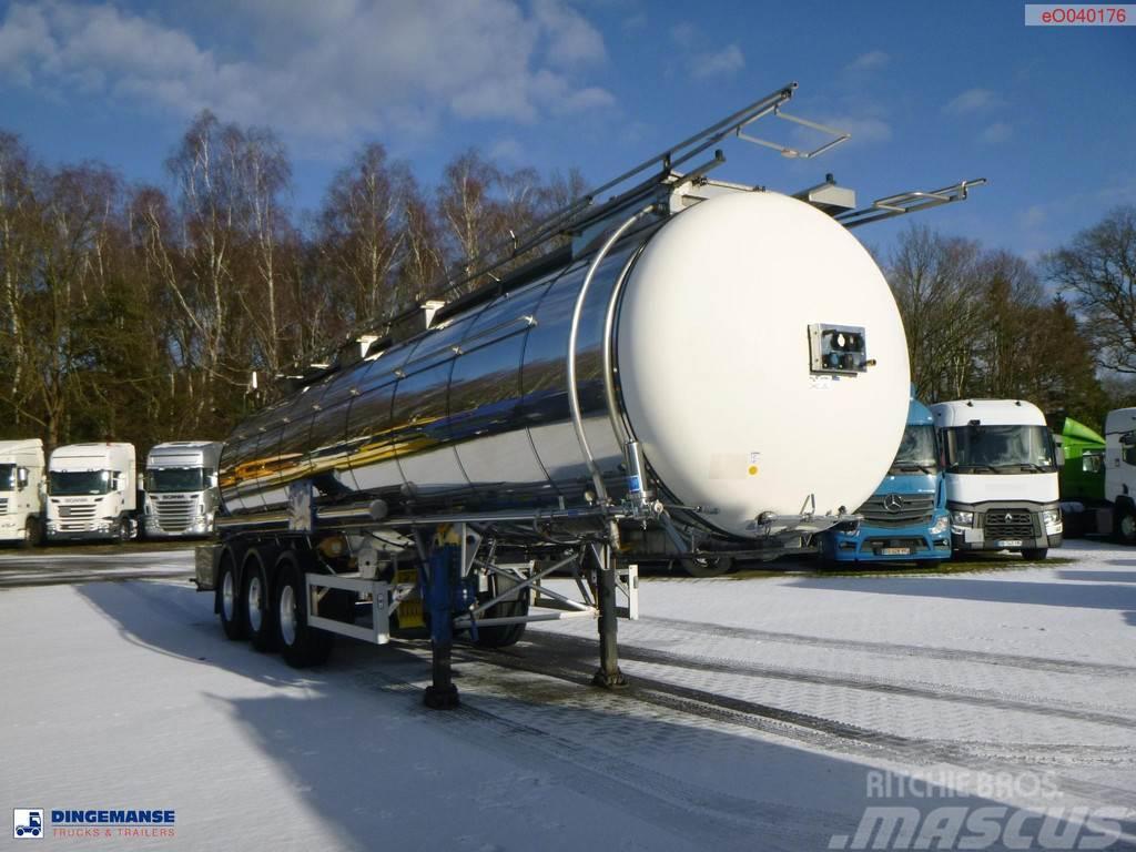 Feldbinder Chemical tank inox L4BH 30 m3 / 1 comp + pump Poluprikolice cisterne