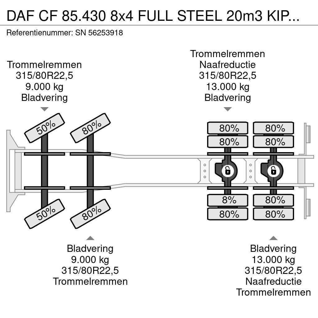 DAF CF 85.430 8x4 FULL STEEL 20m3 KIPPER (EURO 3 / ZF1 Kiperi kamioni