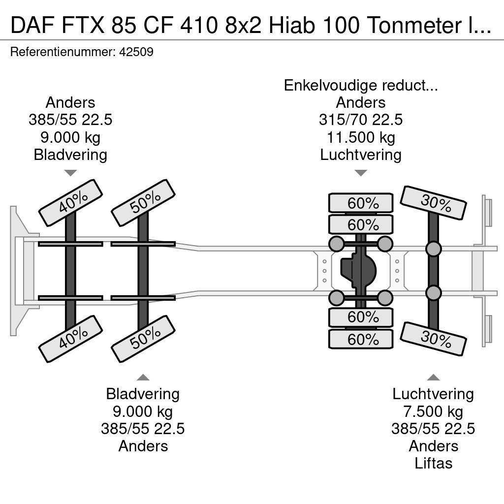 DAF FTX 85 CF 410 8x2 Hiab 100 Tonmeter laadkraan + Fl Polovne dizalice za sve terene