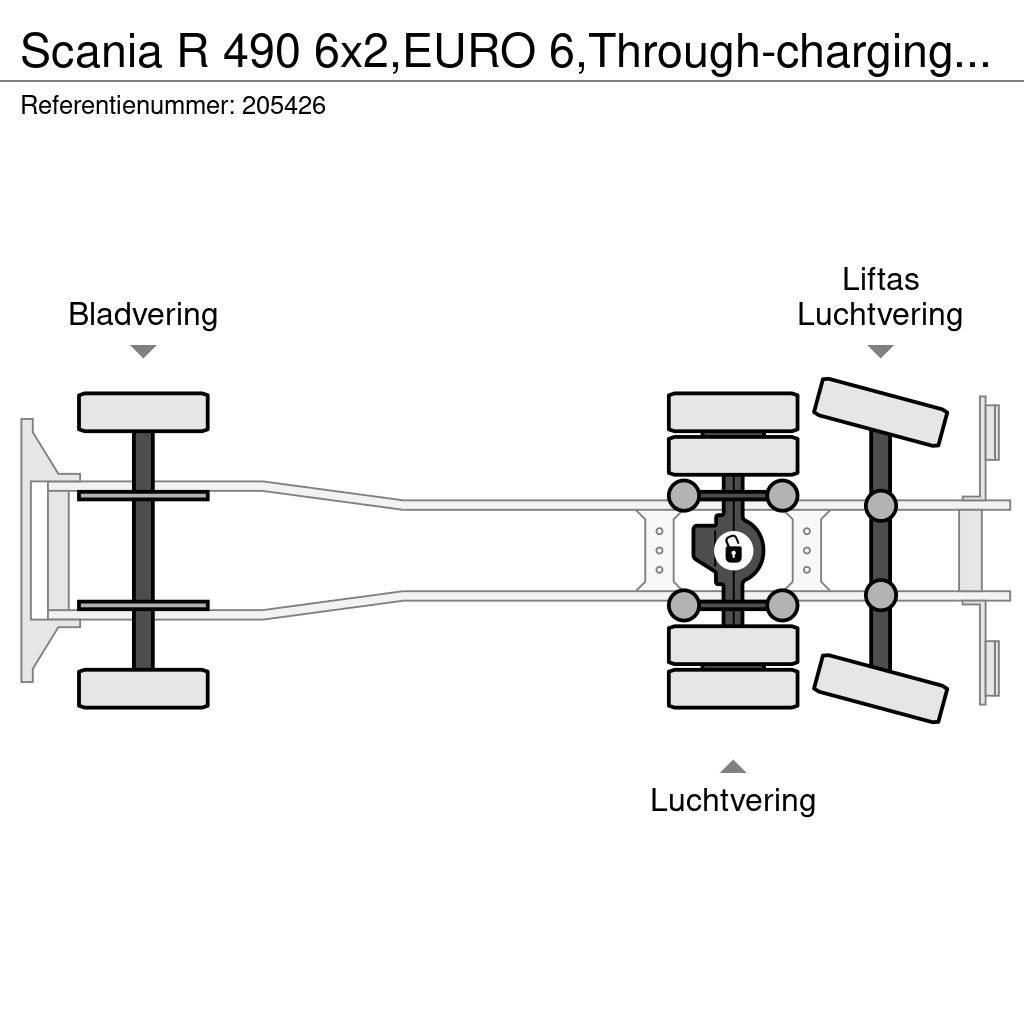 Scania R 490 6x2,EURO 6,Through-charging system,Retarder, Kamioni sa ciradom
