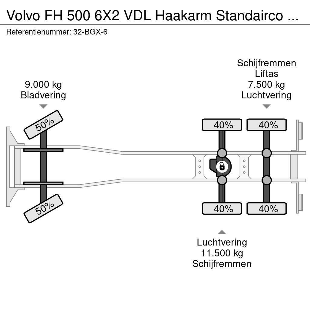 Volvo FH 500 6X2 VDL Haakarm Standairco 9T Vooras NL Tru Rol kiper kamioni sa kukom za podizanje tereta