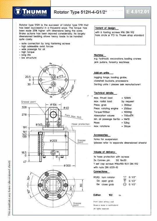 Thumm 512 H-4-G1/2 | ROTATOR HYDRAULICZNY | 12 Ton Rotatori za građevinarstvo