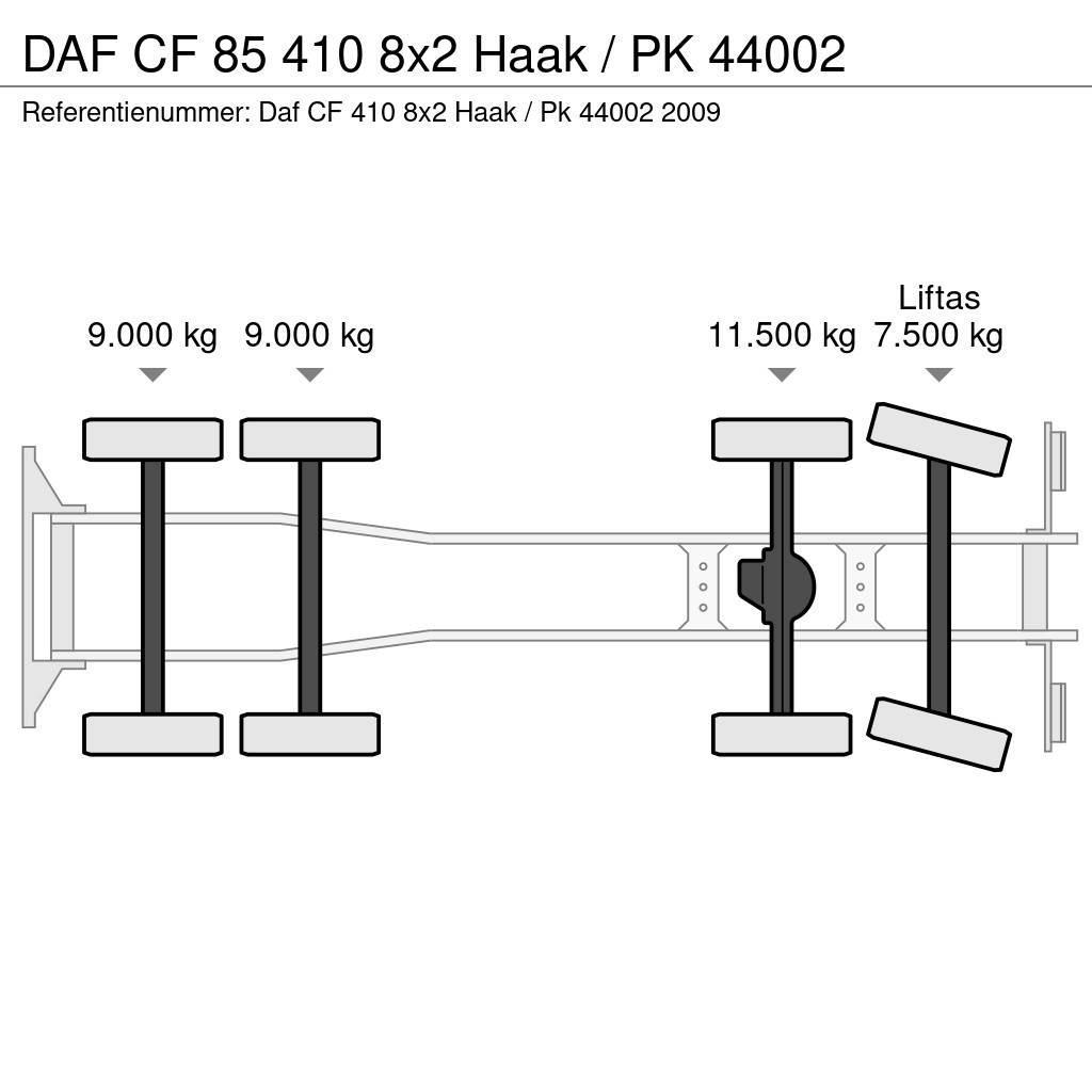 DAF CF 85 410 8x2 Haak / PK 44002 Rol kiper kamioni sa kukom za podizanje tereta