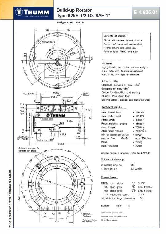 Thumm 625 H-1/2-O3-SAE 1 | ROTATOR HYDRAULICZNY | 25 Ton Rotatori za građevinarstvo
