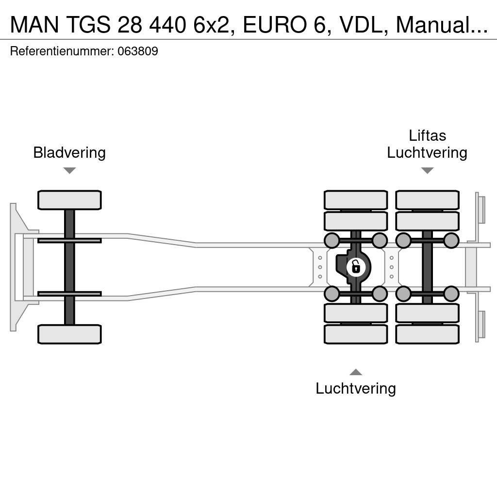 MAN TGS 28 440 6x2, EURO 6, VDL, Manual, Cable system Rol kiper kamioni sa kukom za podizanje tereta