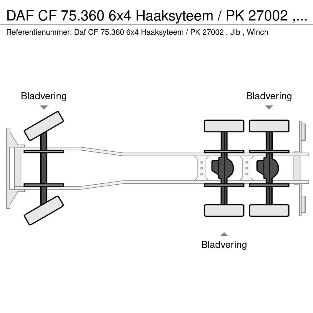 DAF CF 75.360 6x4 Haaksyteem / PK 27002 , Jib , Winch Rol kiper kamioni sa kukom za podizanje tereta