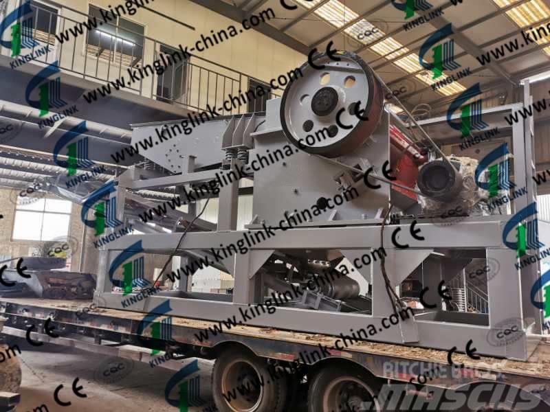 Kinglink PE600X900 Semi Mobile Quarry Jaw Crusher Plant Mobilne drobilice