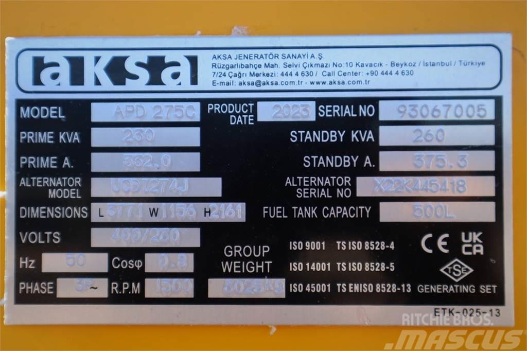 AKSA APD275C Valid inspection, *Guarantee! Diesel, 275 Dizel generatori