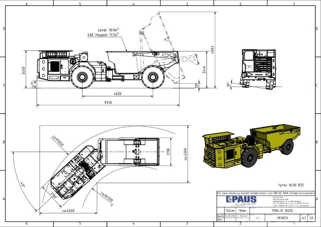 Paus PMKM 10010 / Mining / Dump Truck Polovni kamioni za podzemno rudarstvo