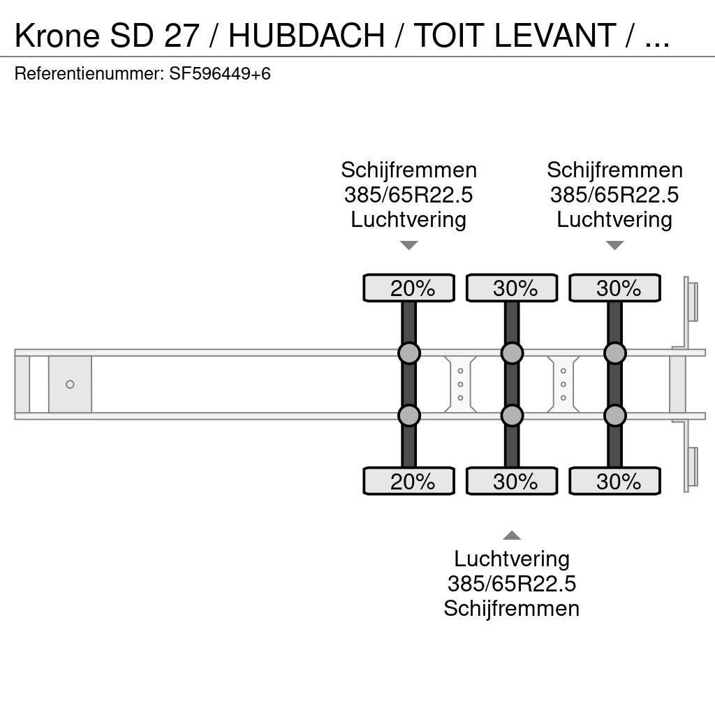Krone SD 27 / HUBDACH / TOIT LEVANT / HEFDAK / COIL / CO Poluprikolice sa ciradom