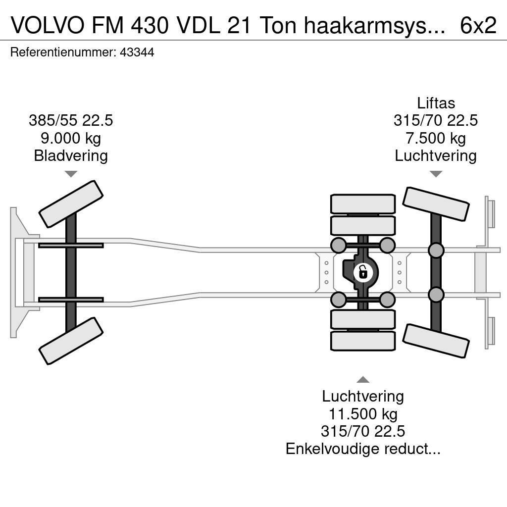 Volvo FM 430 VDL 21 Ton haakarmsysteem Rol kiper kamioni sa kukom za podizanje tereta