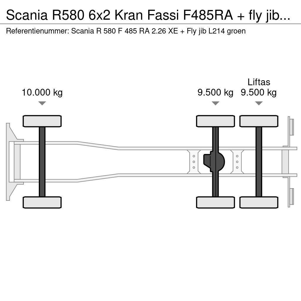 Scania R580 6x2 Kran Fassi F485RA + fly jib Euro 6 Polovne dizalice za sve terene