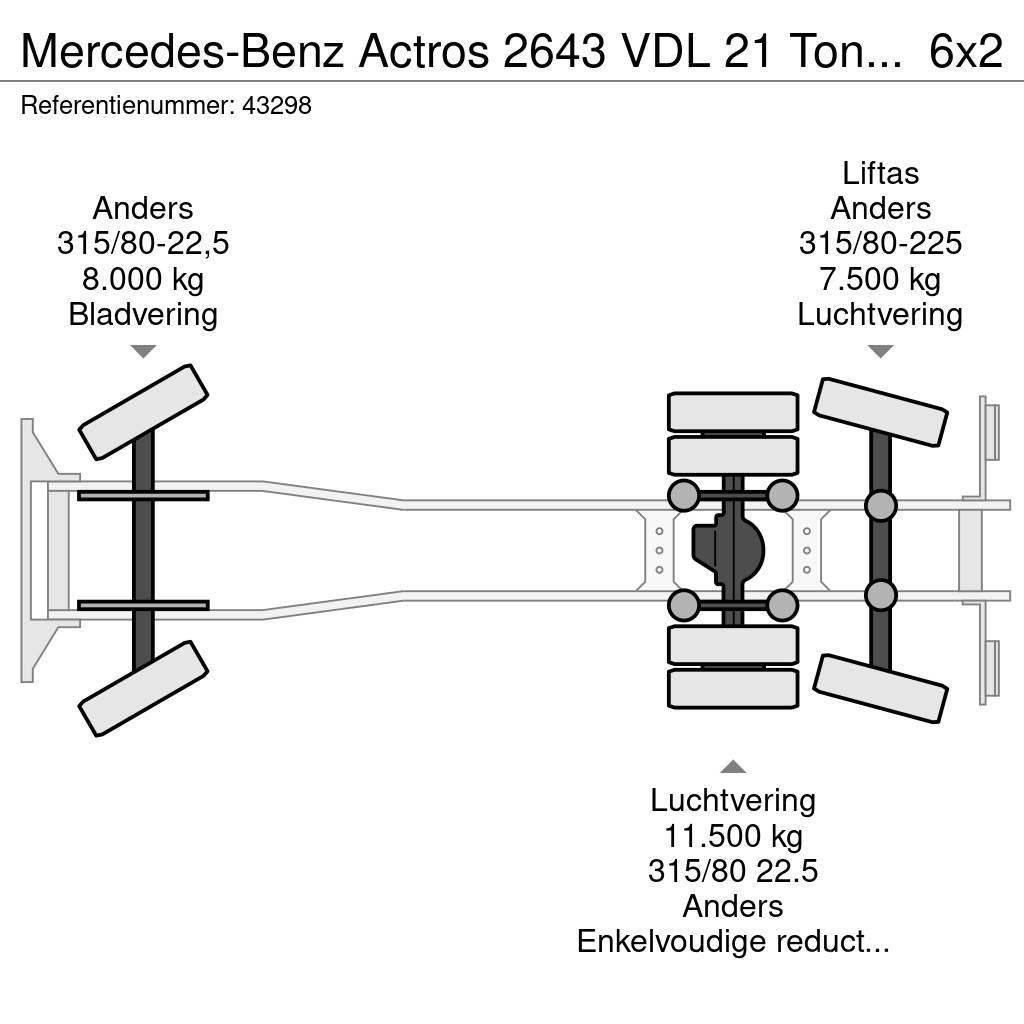 Mercedes-Benz Actros 2643 VDL 21 Ton haakarmsysteem Rol kiper kamioni sa kukom za podizanje tereta