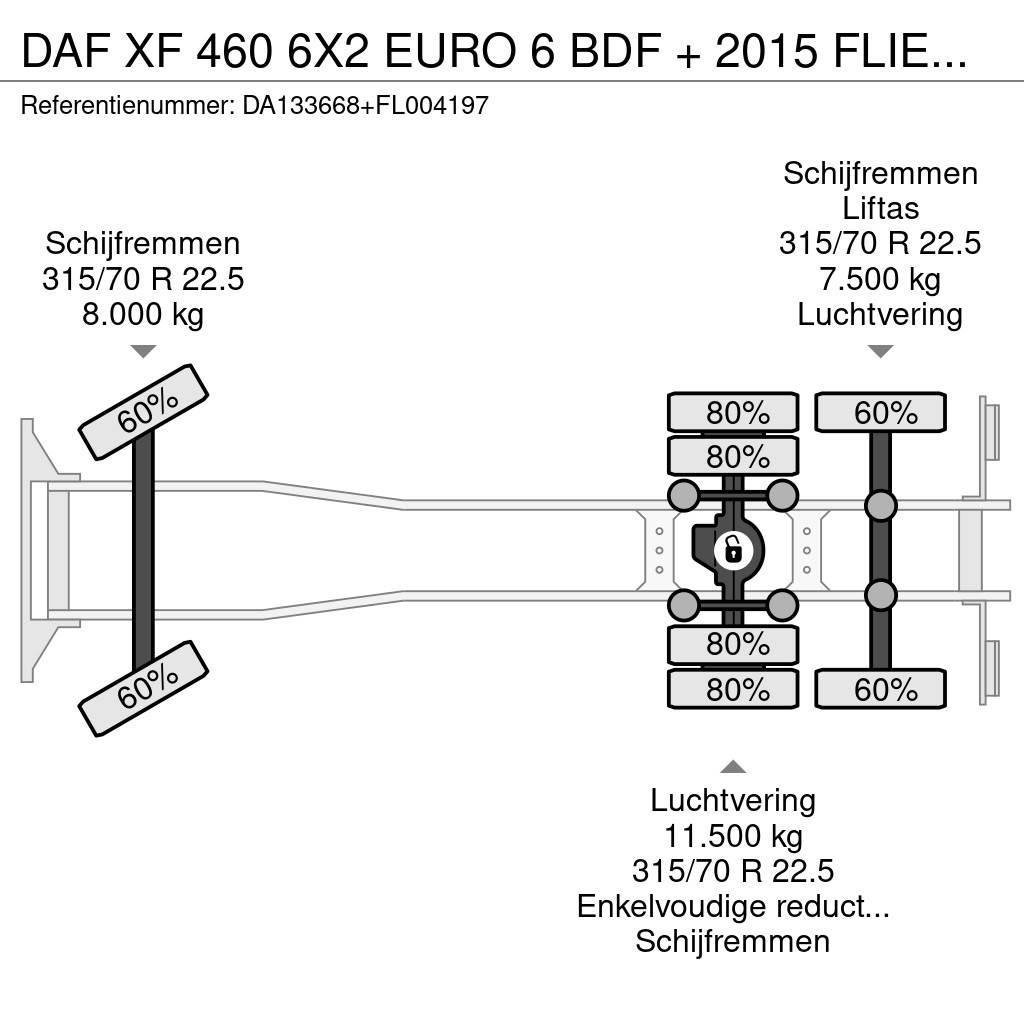 DAF XF 460 6X2 EURO 6 BDF + 2015 FLIEGL 2 AXLE Kamioni za podizanje kablova