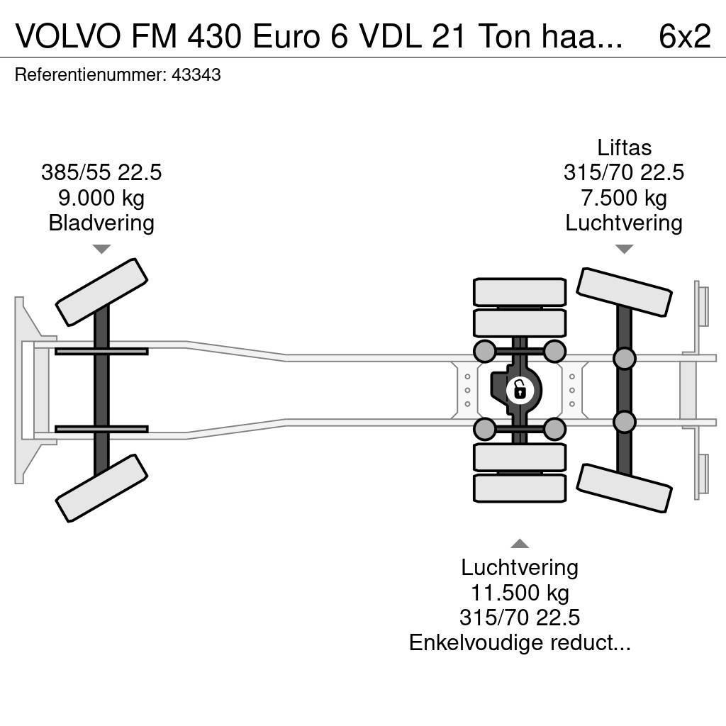 Volvo FM 430 Euro 6 VDL 21 Ton haakarmsysteem Rol kiper kamioni sa kukom za podizanje tereta