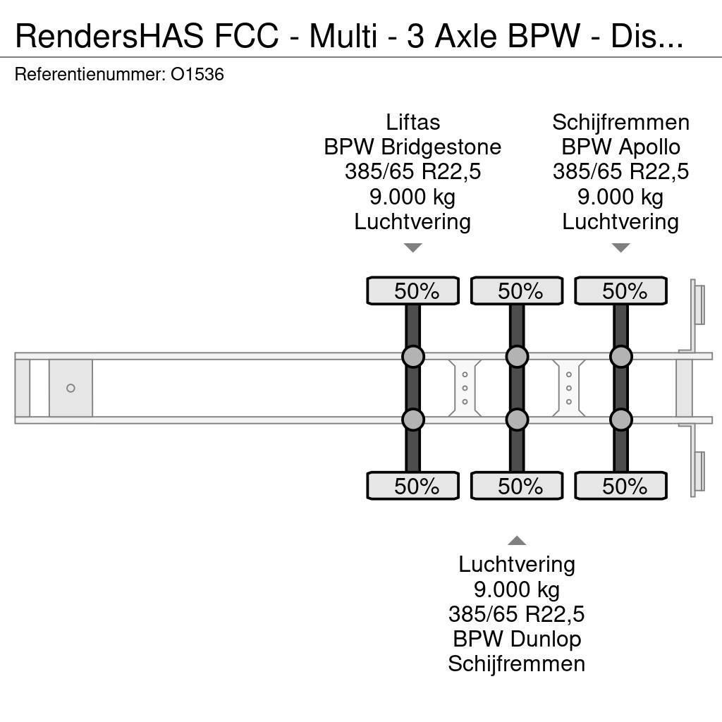 Renders HAS FCC - Multi - 3 Axle BPW - DiscBrakes - LiftAx Kontejnerske poluprikolice