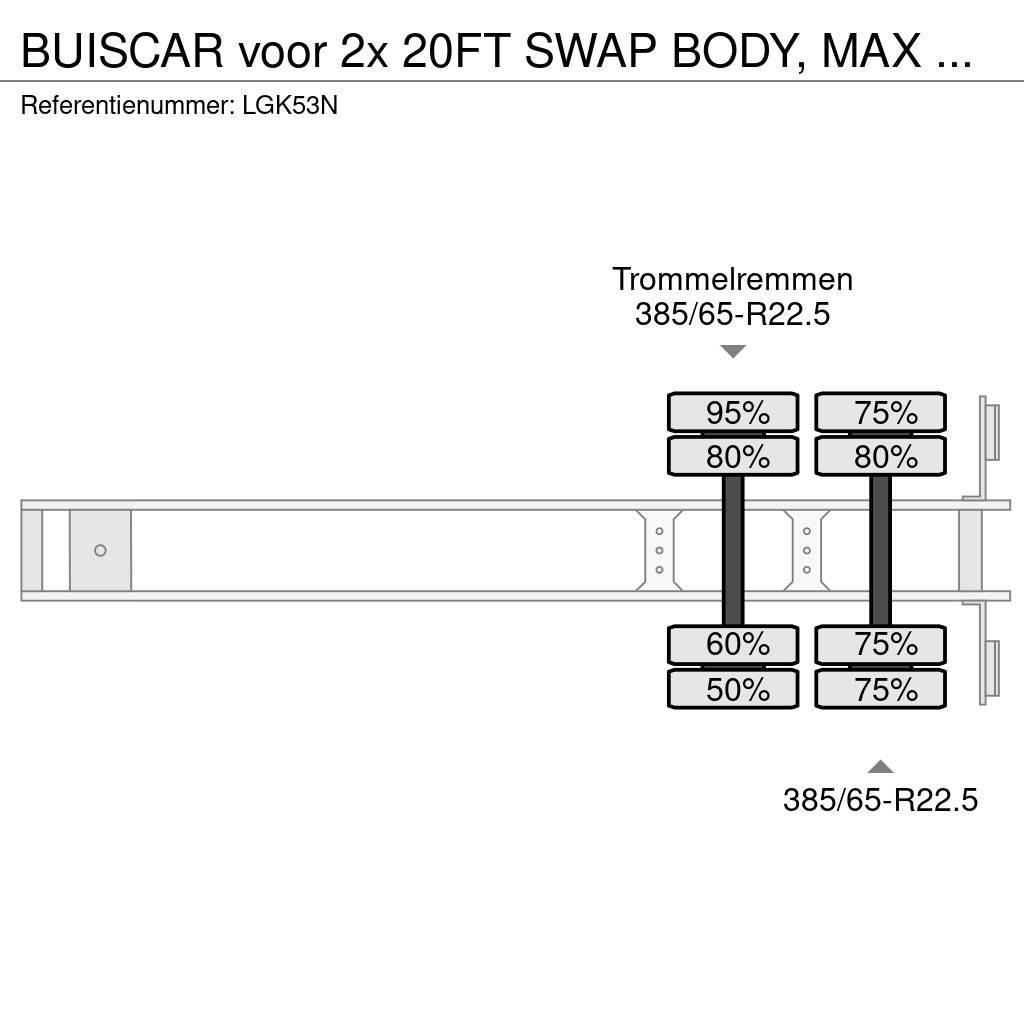  Buiscar voor 2x 20FT SWAP BODY, MAX LOAD 65.000KG Kontejnerske poluprikolice