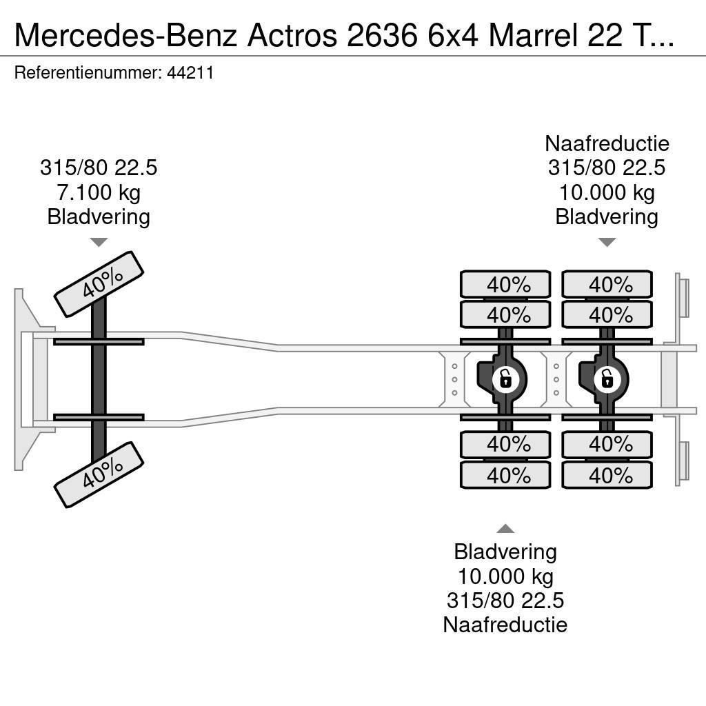Mercedes-Benz Actros 2636 6x4 Marrel 22 Ton haakarmsysteem Manua Rol kiper kamioni sa kukom za podizanje tereta