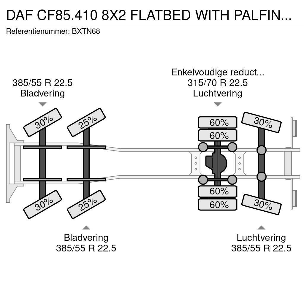 DAF CF85.410 8X2 FLATBED WITH PALFINGER PK 42502 CRANE Polovne dizalice za sve terene