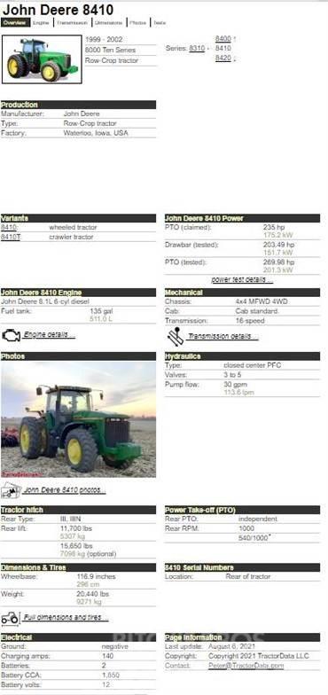 John Deere 8410 Traktori