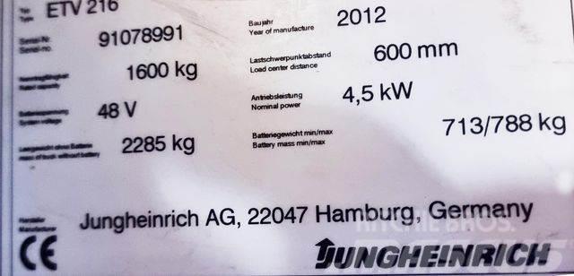 Jungheinrich ETV 216 - 6.2M HUB - BATTERIE 70%-NEUWERTIG Viljuškari sa pomičnim stupom