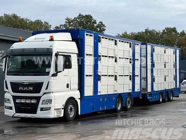 MAN TGX 26.480 6x2 3.Stock FINKL + Tandemanhänger Kamioni za prevoz životinja
