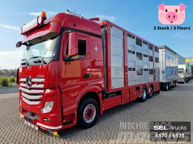 Mercedes-Benz Actros / Durchladezug / 3 Stock / Lenkachse Kamioni za prevoz životinja
