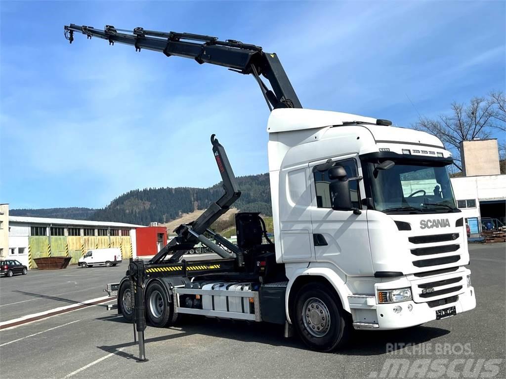 Scania G490, 10/2015, 6x2, Crane hook lift, Hiab 244 - 5  Rol kiper kamioni sa kukom za podizanje tereta